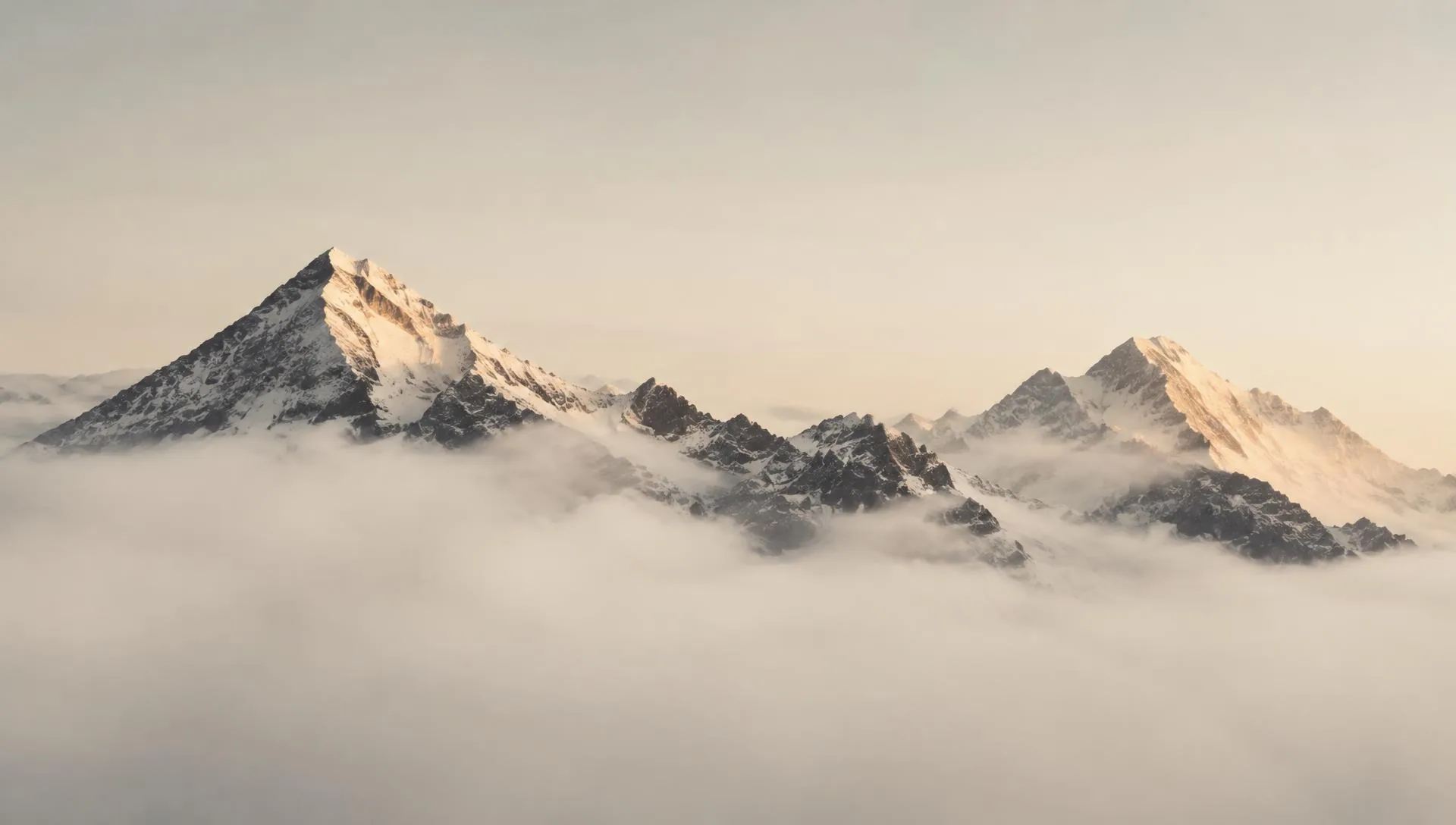 Alpine peaks rising above a sea of morning mist